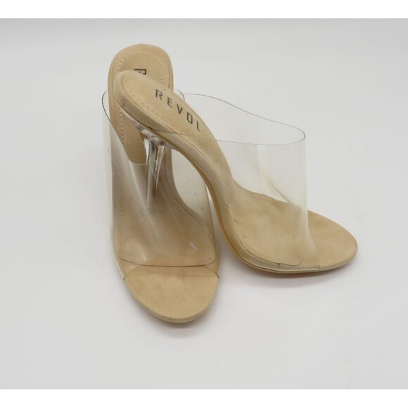 Revol Women's Clear Strap Heeled Mules Transparent PVC Design Size 7.5 NEW - Picture 6 of 7